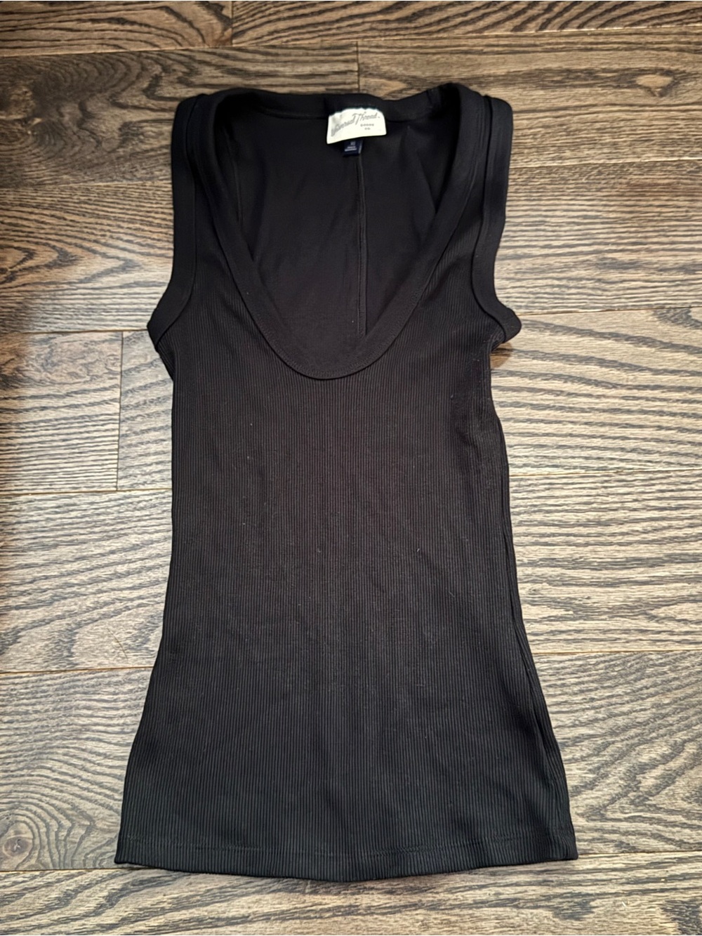 Black ribbed tank top with scoop neckline BRAND NEW SIZE XS #minimalist #basics